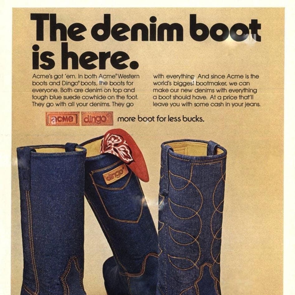 ACME Denim Suede Cowgirl Boots Size 7 - Picture 4 of 4